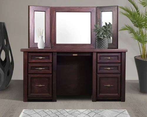 Wooden Dresser Set-All Drawers with Swivel Mirror & Stool